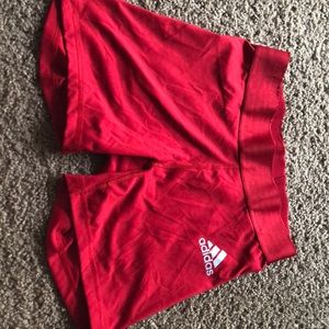 Adidas red compression shorts